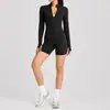 Conjunto de chaqueta de yoga transfronterizo, conjunto de top de manga larga con cremallera de secado rápido, conjunto de pantalones de yoga transpirables que absorben la humedad para deportes de running para mujer
