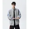 Sudadera Chaqueta de Rayas Estilo Americano Nuevo Peso Pesado con Cuello Alto Otoño/Invierno 2026 - Cardigan Holgado de Algodón Chino de 400G para Adolescentes
