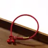 Pulsera de Cuerda Tejida Nueva Marea Nacional Arena Imperial Cinabrio Cuerda Ajustable Cuerda Roja Tejida a Mano para Rezar Buena Fortuna
