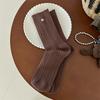 Calcetines de Mujer para Otoño e Invierno, Nuevo Estilo con Decoración de Nudo de Botón, Dulces Calcetines Gruesos Cálidos de Media Caña de Piel de Conejo para Mujer