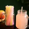 Pajilla fluorescente para jugo de bebidas más vendida, hecha a mano, color fluorescente DIY, desechable, pequeña para Coca-Cola, tubo recto, paquete de 100