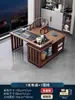 Mesa de chá giratória para varanda, pequena mesa de chá móvel, novo modelo para uso doméstico, mesa integrada totalmente automática, mesa de chá e cadeiras pequenas de madeira maciça de alta qualidade