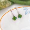 Pendientes de plata de ley S925 con diseño de ciervo, chapados en oro, jade hetiano, jaspe, trébol de cuatro hojas, hojas de bambú, sencillos y elegantes.