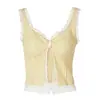 Camisole Colorida Listrada Dopamina Doce e Picante para Mulheres, Top Sexy Estilo Streetwear Ins com Patchwork de Renda para Garotas Descoladas