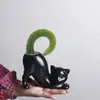 Vaso de Flores Gato Preto Criativo Transfronteiriço Cerâmica Desenho Animado Animal Suculenta Criativa Rabo de Macaco Cacto Planta Verde Vaso