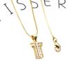 Collar con colgante de 26 letras en inglés para mujer, conjunto de cobre, colgante de circonita, cadena corta para clavícula LM