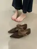 Sapatos de Inverno Femininos Elegantes Versáteis Pontudos Novos Peludos Sola Macia Camurça Pelúcia Boca Rasa Sapatos Individuais