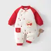 Mameluco para Bebé 120g Acolchado de Algodón Mameluco de Algodón Acolchado para Bebé de Otoño e Invierno Traje de Escalada de Algodón Espeso Rojo Brillante Año Nuevo