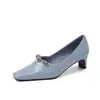 Zapatos de tacón alto elegantes y sencillos de moda estilo coreano de 5 cm, nuevos para Primavera y Otoño 2026, punta cuadrada, tacón grueso, sin cordones