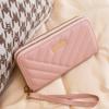 Cartera larga de doble cierre para mujer 2023 nueva cartera bordada de sarga con monedero de hierro casual multicapa bolsa de comercio exterior