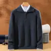 Suéter masculino com zíper parcial estilo americano, nova coleção outono/inverno, corte solto, estilo retrô e casual, jaqueta suéter de tricô versátil