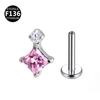 Pendientes de Titanio F136 Cuadrado Pequeño Diamante Gato Mariposa Daga Rosca Interna Clavo para Hélix Labio Joyería para Piercing Corporal 0.9