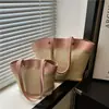 Bolso de Hombro Casual de Gran Capacidad Tejido con Empalmes Verano 2025 Paja Vacaciones en la Costa Playa Grande y Pequeño para Viajes