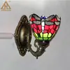 Lámpara de Pared de Vidrio Europeo Tiffany Huitan Mesita de Noche Pasillo Habitación Infantil Lámpara de Interior Creativa Barroca Hotel Lámpara de Pared