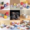 Taza de café de cerámica en relieve con cuadros franceses, taza, oficina, desayuno, avena, taza para enjuague bucal, hogar