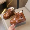 Botas de Cuero de Algodón Grandes para Niños Otoño e Invierno 2026, Botas Martin de Cuero con Forro de Felpa para Niños, Botas de Nieve con Cremallera Lateral para Niñas, Comercio Exterior