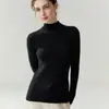 100% de doble hilo, engrosado, otoño/invierno, cuello medio alto, ajuste ceñido para mujer, manga larga, ajustado al cuerpo, suéter de punto