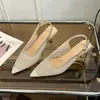 Sandalias de Tacón Alto con Malla de Pedrería y Punta Fina, Estilo Francés, Novedad Verano 2026 para Mujer, Elegantes Zapatos de Tacón Fino con Correa Trasera para Mujer
