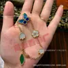 Pulseira Borboleta Novo Estilo para Mulheres Ouro 18k Ágata Azul Lápis Lazúli Cinco Flores Madrepérola Branca Exquisite Leve Luxo Nicho Sensação de Alto Padrão
