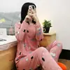 Nuevos Pijamas de Primavera y Otoño para Mujer, Pantalones de Manga Larga, Dibujos Animados Lindos, Casual y Cómodos, Ropa de Casa para Dormitorio de Estudiantes, Conjunto de Dos Piezas