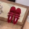 Altura Interior Zapatos de Mujer Remache Zapatillas de Ballet Zapatos de Mujer 2025 Primavera Nuevo Estilo Francés Lazo Punta Redonda Zapatos Planos