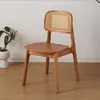 Silla de comedor nórdica de madera maciza para restaurante y casa de huéspedes, silla sencilla de ocio para sala de estar con respaldo, silla moderna tejida de ratán
