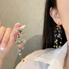 Collar de Cuentas Color Dopamina Moda Primavera para Mujer Personalidad Cara Pendientes Pequeños Diseño de Nicho Cadena Avanzada para Clavícula