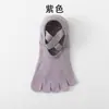 Calcetines de yoga con tiras cruzadas, diseño de cinco dedos, suela de silicona para agarre, calcetines profesionales de Pilates, calcetines para deportes de interior con dedos separados