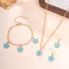 Set de Joyería de Metal con Flor de Gota de Aceite Dulce y Fresco Transfronterizo Europeo y Americano Collar y Pulsera de Lujo Ligero Simple
