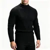 Suéter de punto para hombre con cuello alto y patrón de rombos, suéter de punto trenzado grueso tridimensional, jersey de manga larga de corte holgado