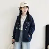 Chaqueta con Capucha Bordada para Niñas, Nuevo Estilo Primavera y Otoño, Sudadera con Cremallera para Niños Mayores, Versión Coreana, Top Casual Holgado, Atuendo de Otoño de Moda