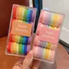 Diadema de Colores de Alta Elasticidad para Niñas, Banda de Goma Grande y Duradera que No Daña el Cabello, Estuche de Cuero para Coletas Altas para Niños