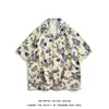 Camisa Floral Retro com Gola Cubana para Homens e Mulheres Solta Estilo Hong Kong Havaiana Casal Praia Manga Curta