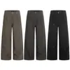 Pantalones de leñador patchwork retro americano para hombre, marca de moda de alta calle, con diseño plisado, color liso, pantalones rectos holgados