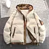 Invierno Juventud Versátil Tendencia Marca Cálida Chaqueta de Algodón Bloque de Color Falso Dos Piezas Engrosada con Capucha Marca Tendencia Ropa de Abrigo para Pareja Algodón para Hombre