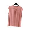 Camiseta de Algodón Estilo Coreano Elegante Oversize de Talla Grande para Mujer, Manga Corta Suelta con Cuello Redondo, para Commuter, Verano 2025