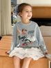 Camiseta Infantil Menina Elefantinho Tutu Primavera 2026 Nova Doce Tendência Infantil Graffiti Dálmata Casual Manga Longa Estilo Pai e Filho