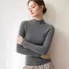 Suéter de Cashmere Listrado Estilo Suave Feminino Gola Alta Meio Ajuste Pulôver Malha Camada Base Suéter Outono/Inverno Peça Versátil para Usar por Baixo
