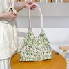 Bolsa de Mão Feminina Leve de Grande Capacidade Estilo Coreano, Bolsa de Sacola de Compras com Cordão, Bolsa Tote Floral Fresca, Bolsa de Mão