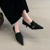 2026 Principios de Primavera Nuevo Estilo Tacones de Aguja Puntiagudos Zapatos de Tacón Alto Felpa Cálida Sin Cordones Moda Otoño e Invierno Zapatos de Tacón para Viajar Zapatos de Mujer