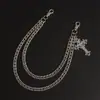 Venta Caliente de Amazon Colgante de Cruz Tallada con Pentagrama Oscuro Cadena Doble Gótica Vintage Cadena para Pantalones de Metal de Moda