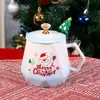 Navidad Transfronteriza Taza Cerámica Gran Capacidad Caja Regalo Set con Tapa Cuchara Taza Agua Regalo Souvenir Impresión