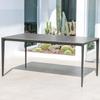 Mesa y silla nórdicas para exterior, terraza, patio de madera anticorrosión, jardín exterior, protector solar impermeable, mesa de comedor y silla de placa de roca de madera maciza