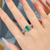 Anel Vermelho Elegante de Coríndon de Luxo Leve Moda Vintage Cinto Algodão Muzuo Verde Diário Simples Versátil Anel de Diamante de Alto Carbono para Mulheres