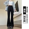 Pantalones Negros Micro Acampanados para Mujer Nuevos Otoño e Invierno Cintura Alta Adelgazantes Pierna Estrecha Ancha Pantalones Casuales Engrosados Forrados de Felpa Pantalones Deportivos