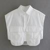 Roupas Europeias e Americanas Atacado Calças com Bolso de Aba de 5 Cores Camisa Curta Decorada 2024 Novo Elegante Gola Lapela Design sem Mangas Top