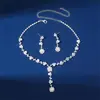 Suministro Directo de Fábrica de Joyería para Novias, Collar y Pendientes de Pedrería Súper Brillantes Estilo Coreano, Collar Completamente de Diamantes, Accesorios para Vestidos al por Mayor