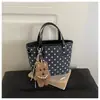 Bolso de Mano Mini de Lunares Retro para Mujer, Ribete de Cuero en Contraste de Color de Alto Estilo, Bolso Pequeño Cruzado de un Solo Hombro para el Uso Diario