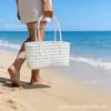 Cesta de Vegetais Tecida à Mão Estilo Coreano Vazada de Rattan Sintético Impermeável para Piquenique, Férias na Praia, Cesta de Banho, Bolsa