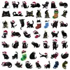 50 Adesivos de Gato Preto de Natal Desenho Animado Transfronteiriços Grafite para Diário DIY Mala Guitarra Copo d'Água Decoração